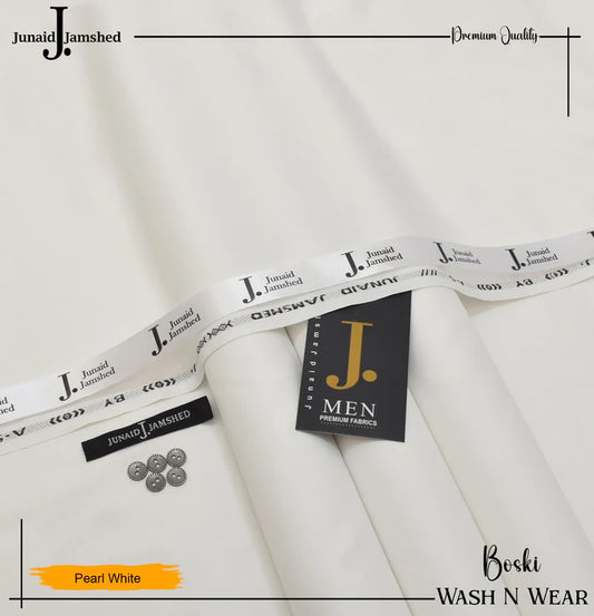J. Junaid Jamshed wash and Wear Booski - Pearl White